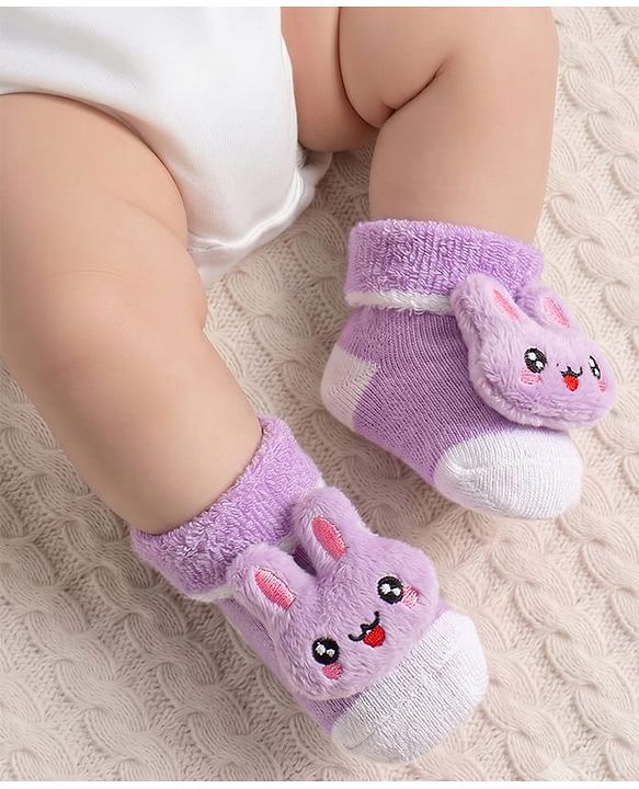 Cute Walk by Babyhug Sock Shoes with Bunny Applique - Multicolor