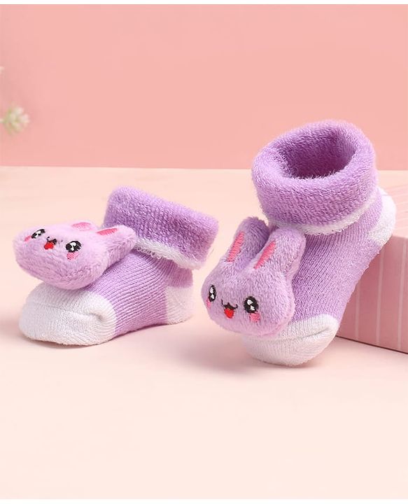 Cute Walk by Babyhug Sock Shoes with Bunny Applique - Multicolor