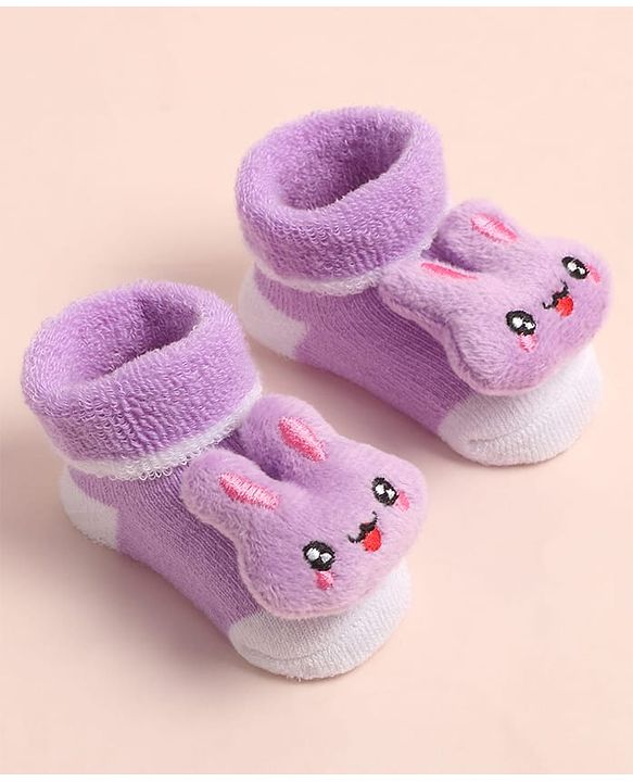 Cute Walk by Babyhug Sock Shoes with Bunny Applique - Multicolor