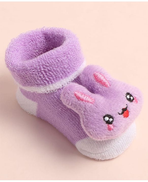 Cute Walk by Babyhug Sock Shoes with Bunny Applique - Multicolor