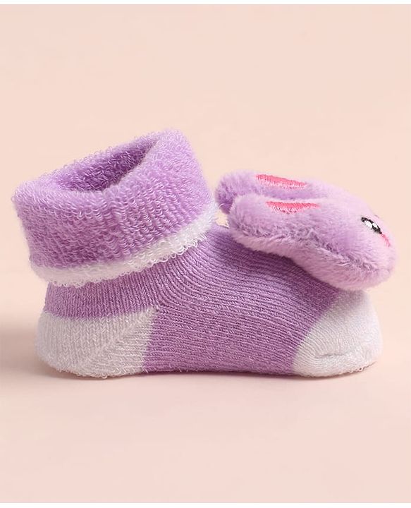 Cute Walk by Babyhug Sock Shoes with Bunny Applique - Multicolor