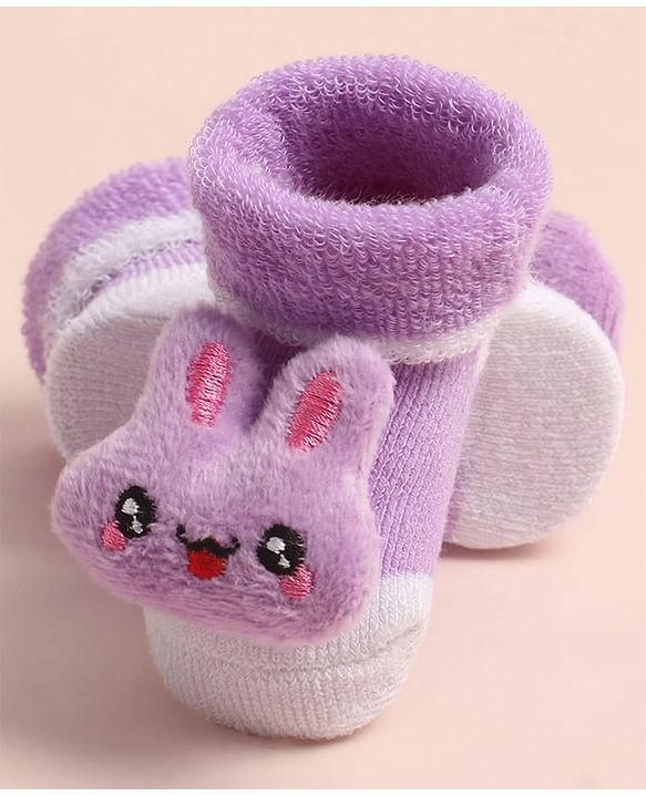 Cute Walk by Babyhug Sock Shoes with Bunny Applique - Multicolor