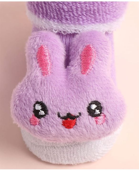 Cute Walk by Babyhug Sock Shoes with Bunny Applique - Multicolor