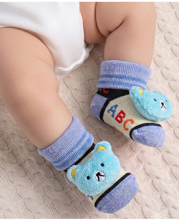 Cute Walk by Babyhug Sock Shoes with ABC Design & Bear Applique - Multicolor