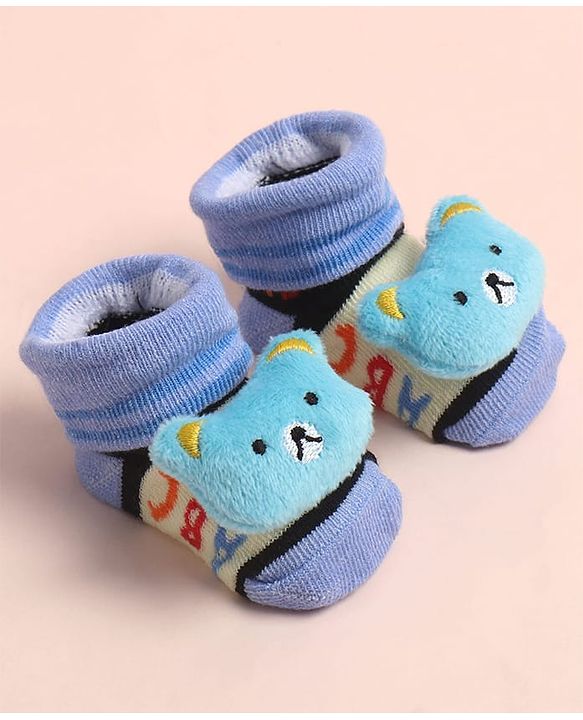 Cute Walk by Babyhug Sock Shoes with ABC Design & Bear Applique - Multicolor