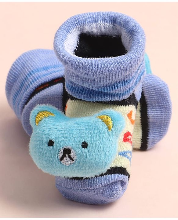 Cute Walk by Babyhug Sock Shoes with ABC Design & Bear Applique - Multicolor