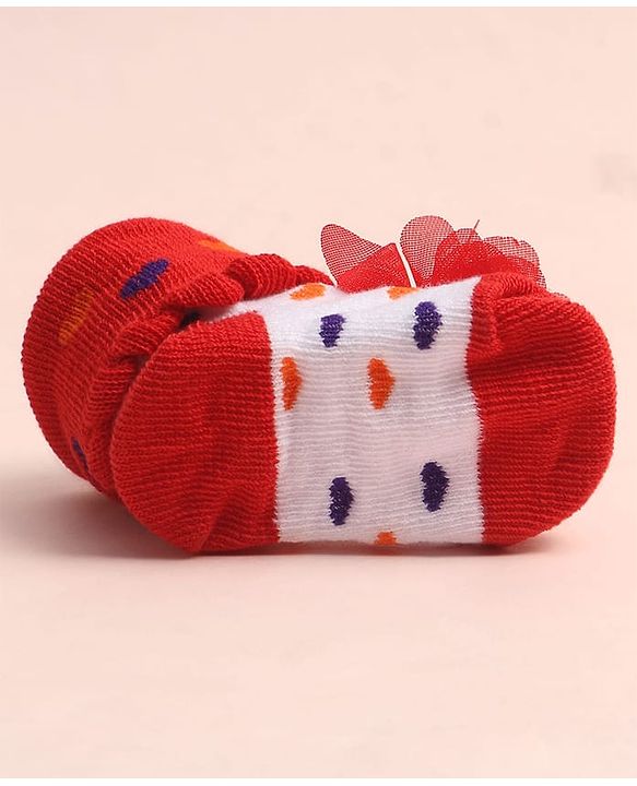 Cute Walk by Babyhug Sock Shoes with Heart Design & Floral Applique - Multicolor