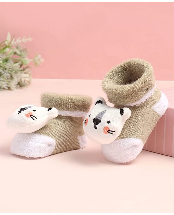 Cute Walk by Babyhug Sock Shoes with Kitty Applique - Multicolor
