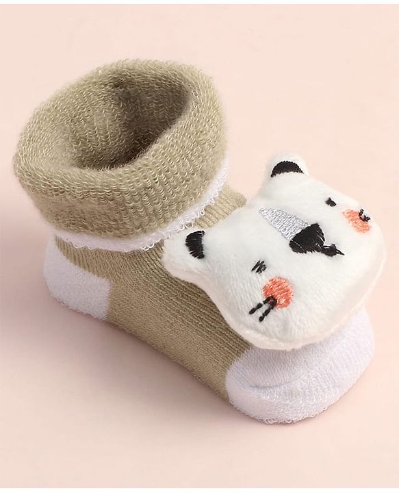Cute Walk by Babyhug Sock Shoes with Kitty Applique - Multicolor