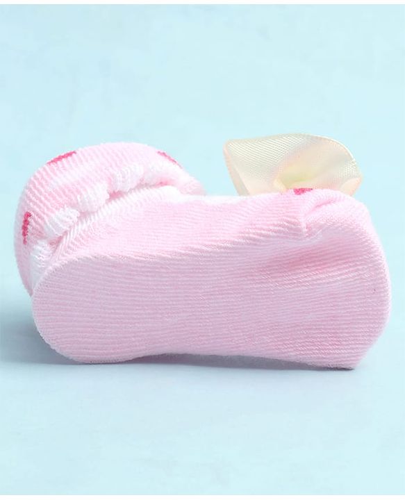 Cute Walk by Babyhug Sock Shoes with Heart Design & Floral Applique - Multicolor