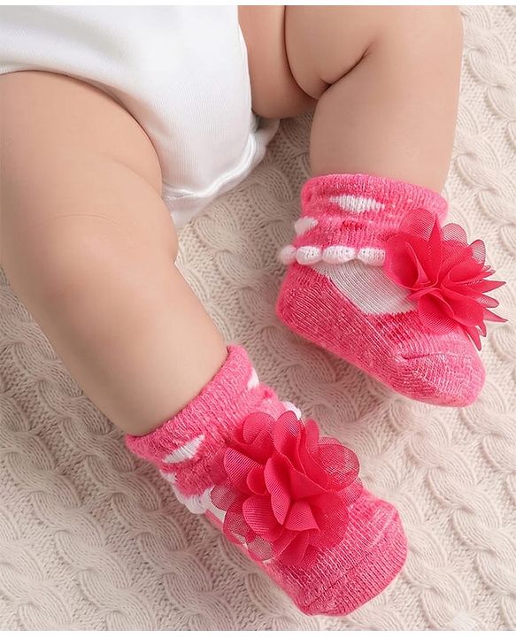 Cute Walk by Babyhug Sock Shoes with Floral Applique - Multicolor