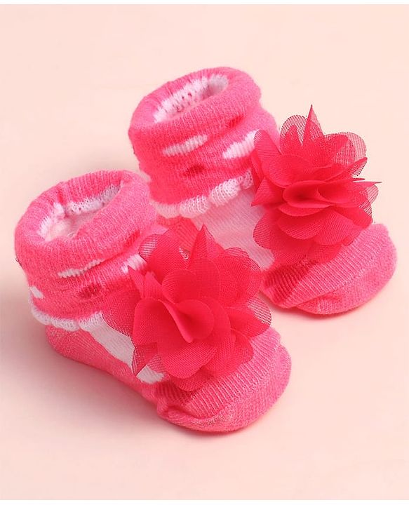 Cute Walk by Babyhug Sock Shoes with Floral Applique - Multicolor
