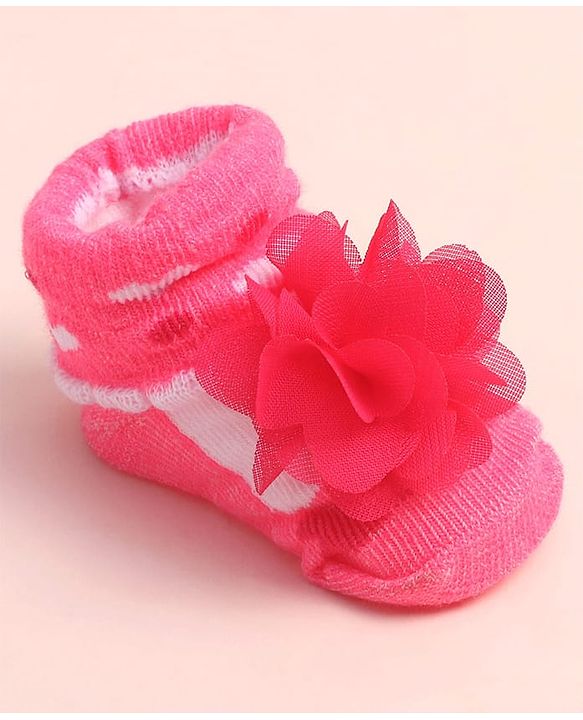 Cute Walk by Babyhug Sock Shoes with Floral Applique - Multicolor
