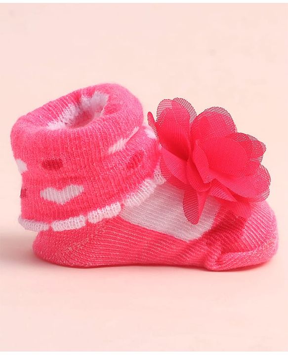 Cute Walk by Babyhug Sock Shoes with Floral Applique - Multicolor