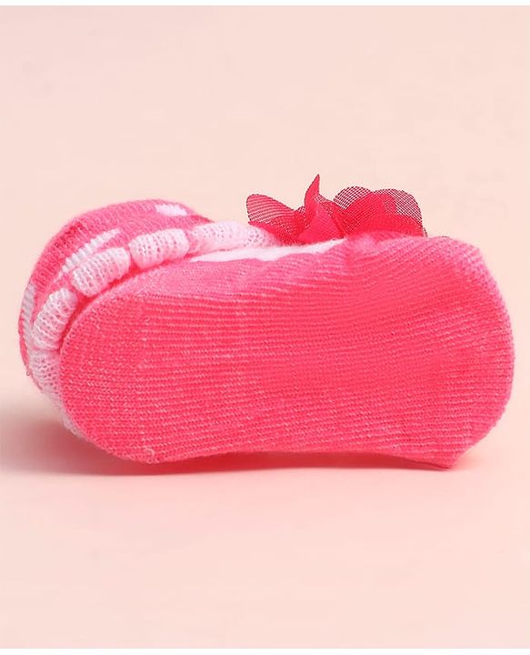 Cute Walk by Babyhug Sock Shoes with Floral Applique - Multicolor