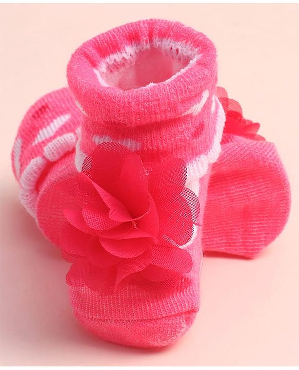 Cute Walk by Babyhug Sock Shoes with Floral Applique - Multicolor