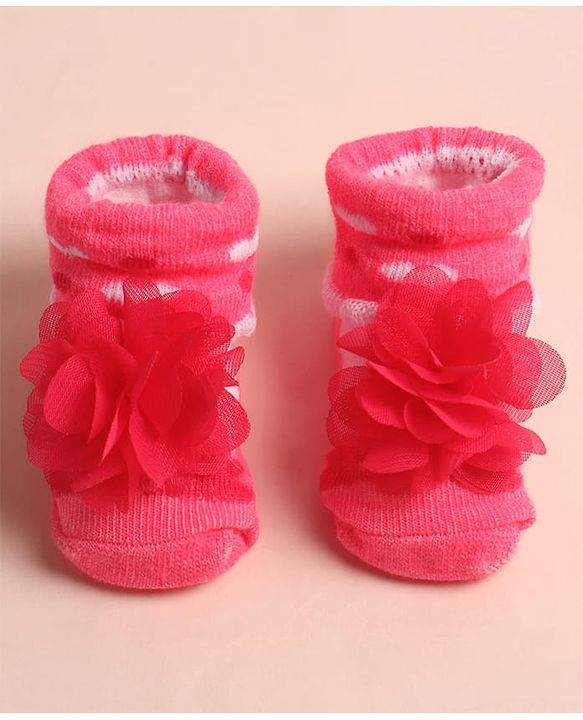 Cute Walk by Babyhug Sock Shoes with Floral Applique - Multicolor