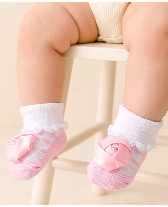 Cute Walk by Babyhug Sock Shoes with Floral Applique - Multicolor