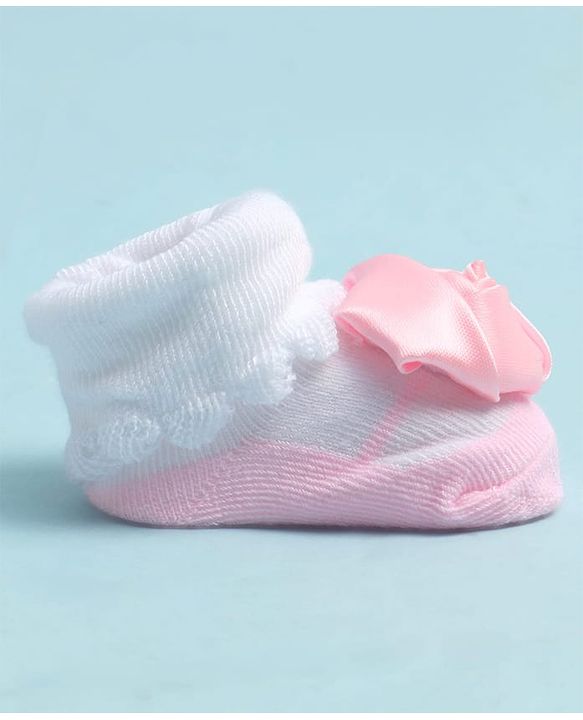Cute Walk by Babyhug Sock Shoes with Floral Applique - Multicolor