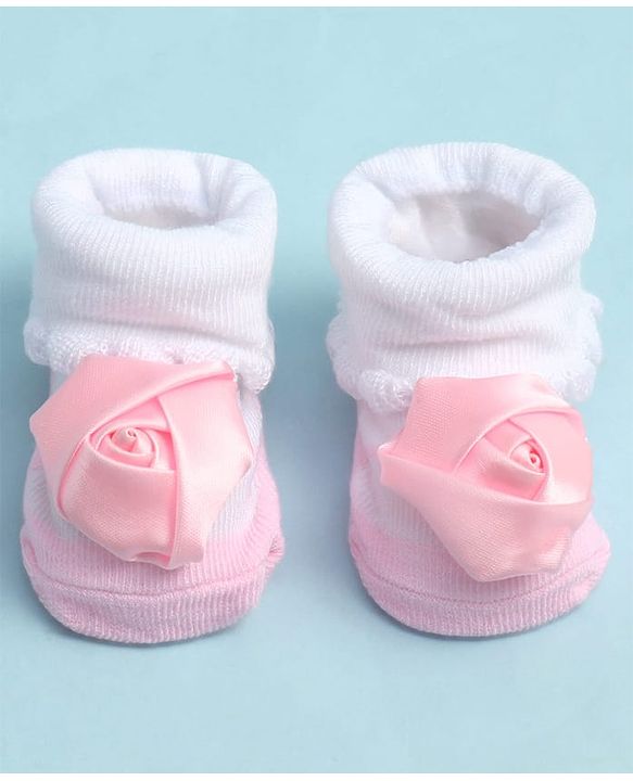 Cute Walk by Babyhug Sock Shoes with Floral Applique - Multicolor