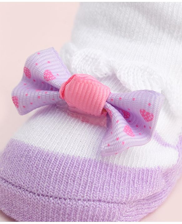 Cute Walk by Babyhug Socks With Large Bow Applique - Mauve