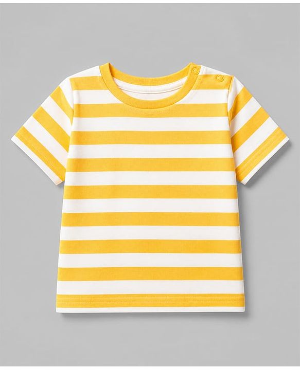 Babyhug 100% Cotton Single Jersey Half sleeves Dungarees With Bear Print Tee In Yellow Blue