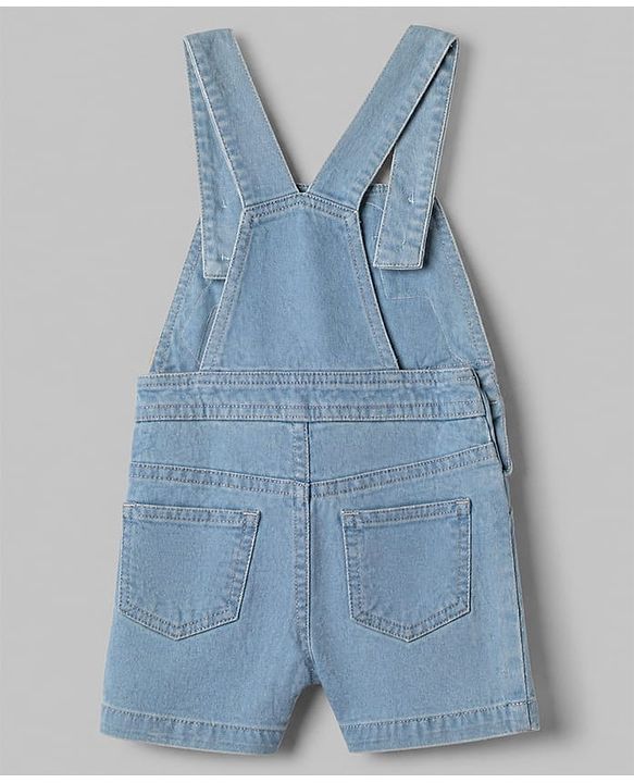 Babyhug 100% Cotton Single Jersey Half sleeves Dungarees With Bear Print Tee In Yellow Blue