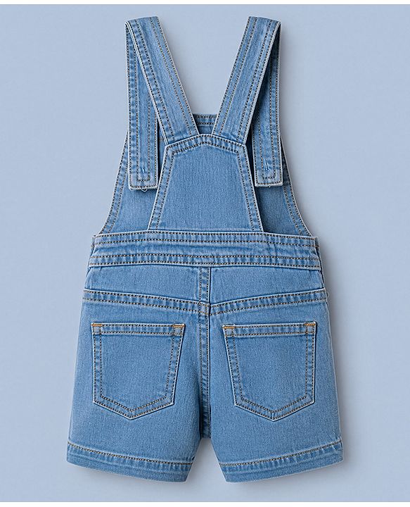 Babyhug 100% Cotton Single Jersey Knit Half Sleeves Dungaree Set - Limegreen