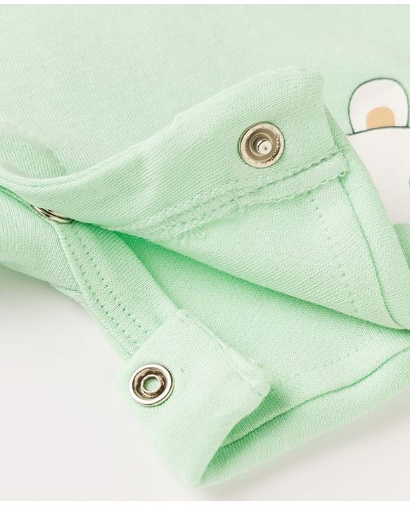 Babyhug 100% Cotton Single Jersey Knit Half Sleeves Tiger Printed Dungaree With Striped Inner Tee Print - Sea Green