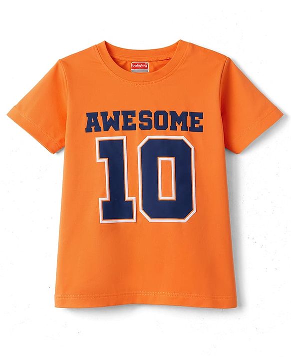 Babyhug Cotton Knit T-Shirt with Graphic Print Half Sleeves Multi Color 6-9 Months