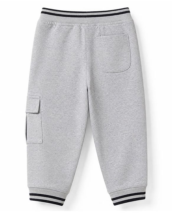 Babyhug Cotton Blend Terry Knit Full Length Track Pants with State Of Awesome Nyc Text Print - Grey