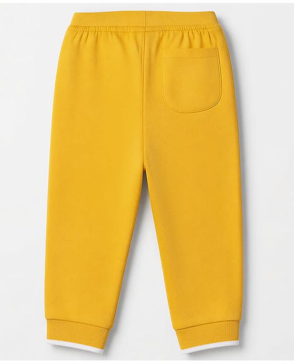 Babyhug Cotton Terry Knit Full Length Lounge Pants With Explore Text Print - Yellow