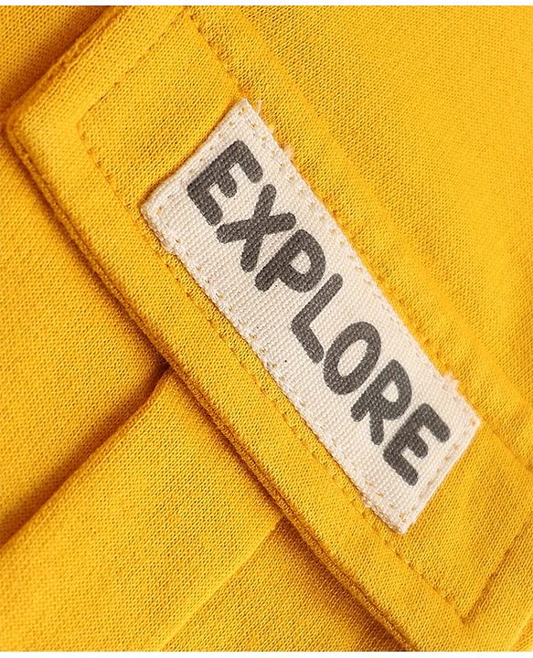 Babyhug Cotton Terry Knit Full Length Lounge Pants With Explore Text Print - Yellow