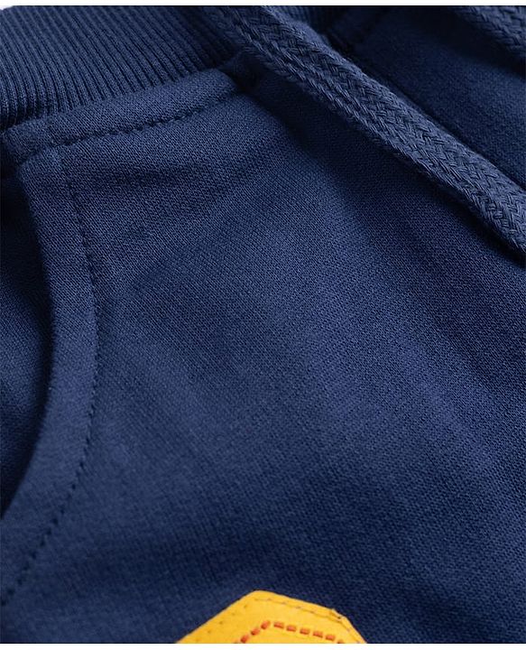 Babyhug 100% Cotton Terry Knit Full Length Lounge Pant Tree Patch - Navy Blue