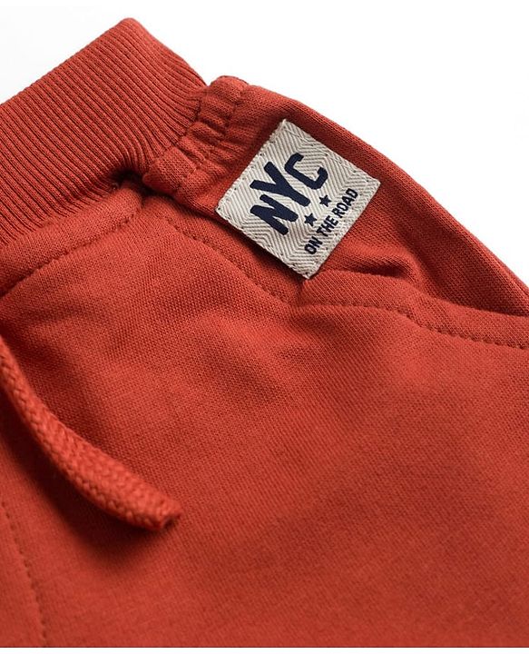 Babyhug Cotton Terry Knit Solid Lounge Pant - Rust Orange