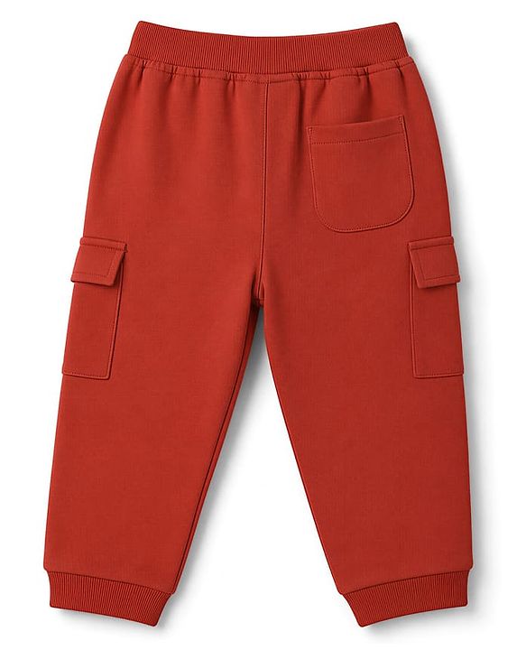 Babyhug Cotton Terry Knit Solid Lounge Pant - Rust Orange