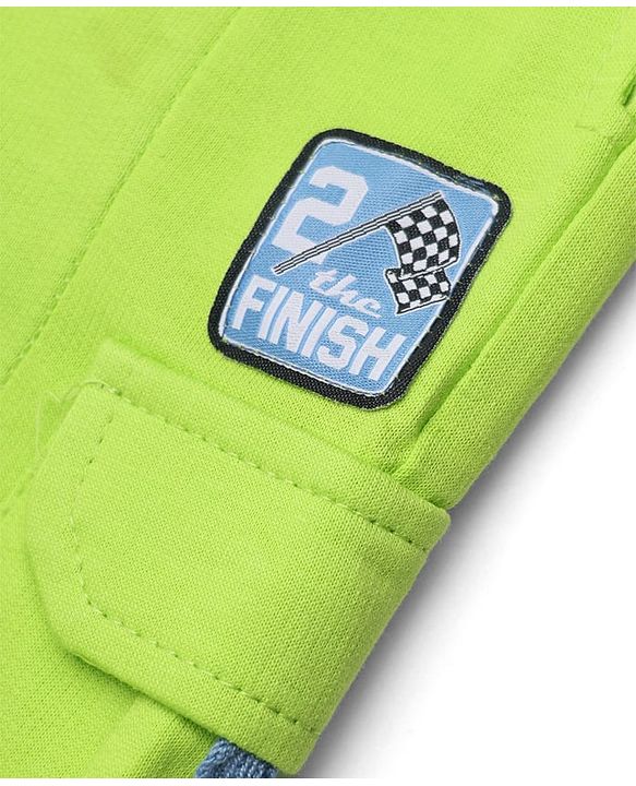 Babyhug Terry Knit Full Length Solid Track Pants With 2 The Finsih Patch - Lime Green