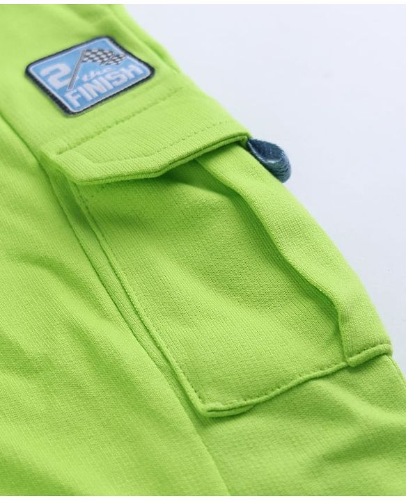 Babyhug Terry Knit Full Length Solid Track Pants With 2 The Finsih Patch - Lime Green