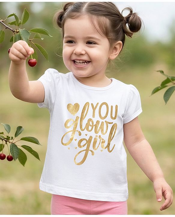 Babyhug 100% Cotton Knit Half Sleeves T-Shirt With Text Foil Print - White