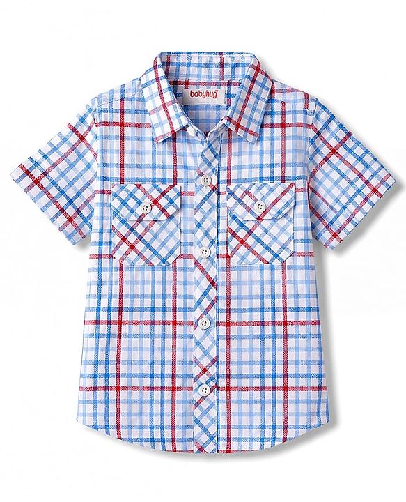 Babyhug Cotton Woven Shirt Half Sleeve Regular Collar Checks Multi Color 9-12 Months