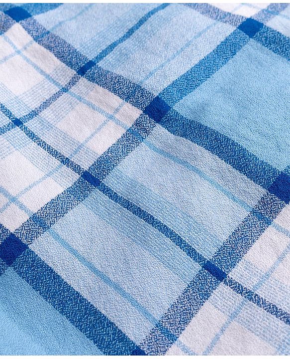 Babyhug Cotton Woven Shirt Half Sleeve Regular Collar Checks Blue 9-12 Months