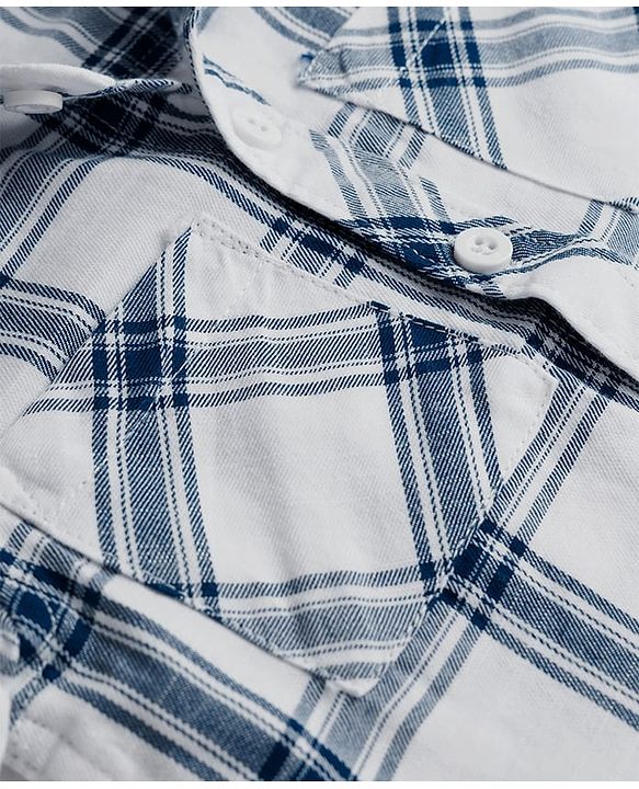 Babyhug Cotton Woven Shirt Half Sleeve Regular Collar Check Blue 12-18 Months