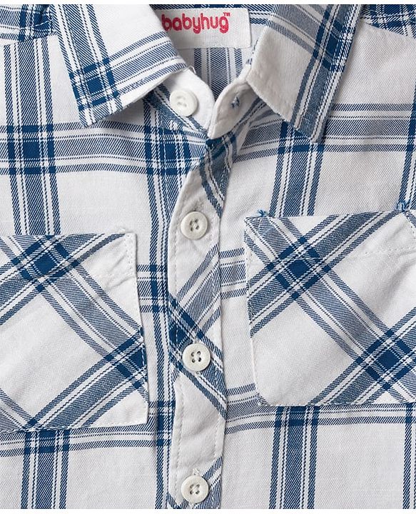 Babyhug Cotton Woven Shirt Half Sleeve Regular Collar Check Blue 12-18 Months
