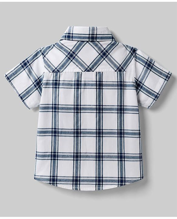 Babyhug Cotton Woven Shirt Half Sleeve Regular Collar Check Blue 12-18 Months