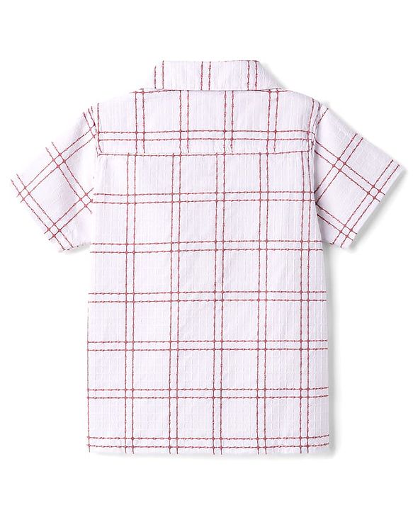 Babyhug Cotton Woven Shirt Half Sleeve Resort Collar Check White 12-18 Months