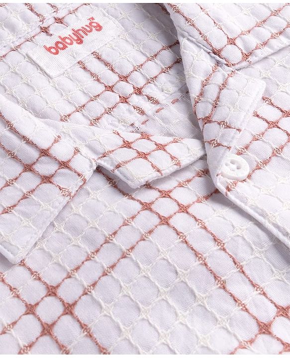 Babyhug Cotton Woven Shirt Half Sleeve Resort Collar Check White 12-18 Months