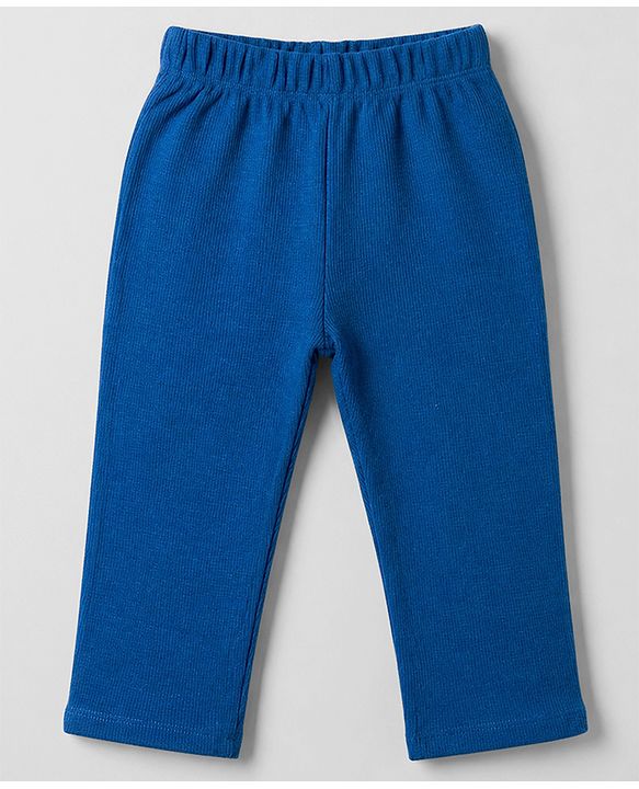 Babyhug Cotton Knit Full Sleeves Solid T-Shirt & Pyjama Night Suit - Navy blue