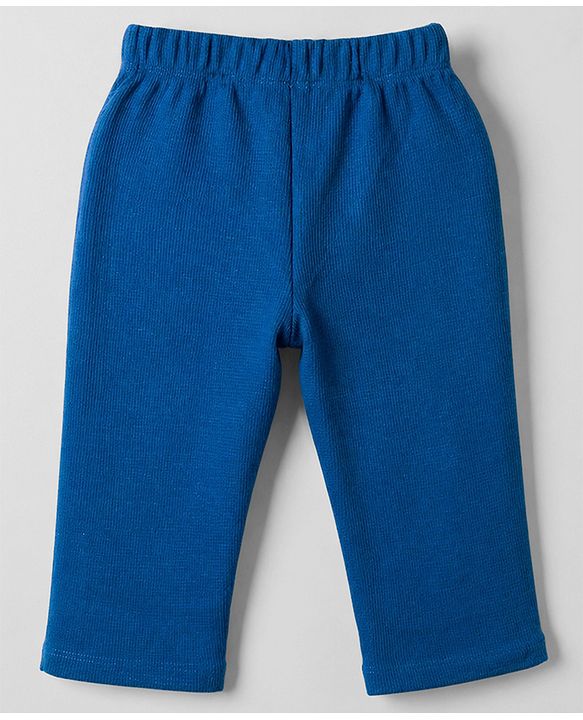 Babyhug Cotton Knit Full Sleeves Solid T-Shirt & Pyjama Night Suit - Navy blue