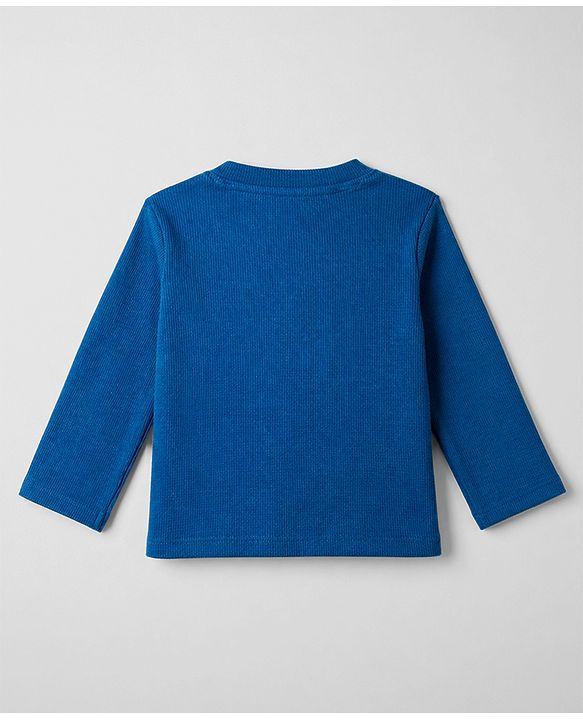 Babyhug Cotton Knit Full Sleeves Solid T-Shirt & Pyjama Night Suit - Navy blue