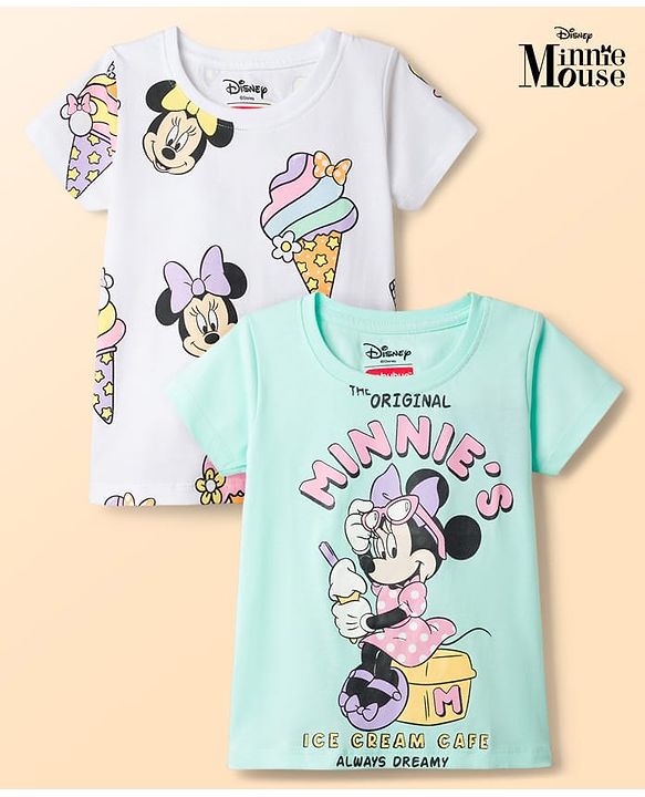 Babyhug Disney Single Jersey Knit Half Sleeves T-Shirts With Minnie & Friends Graphics Pack of 2 - Multicolor